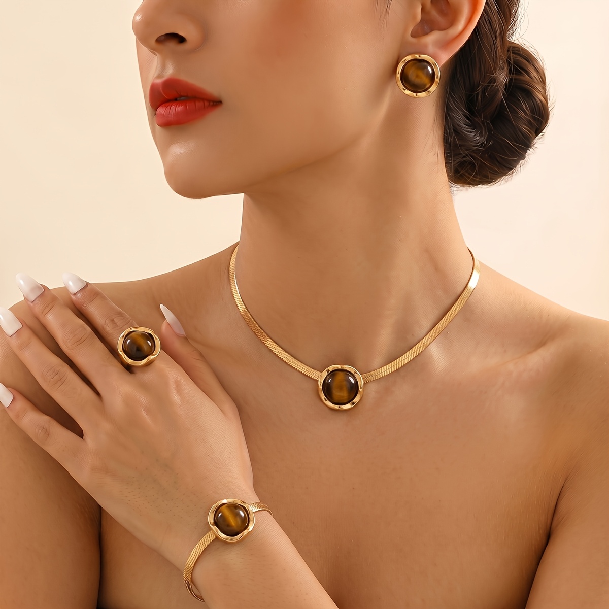 5pcs Vintage French Style Jewellery Set, Elegant Gift